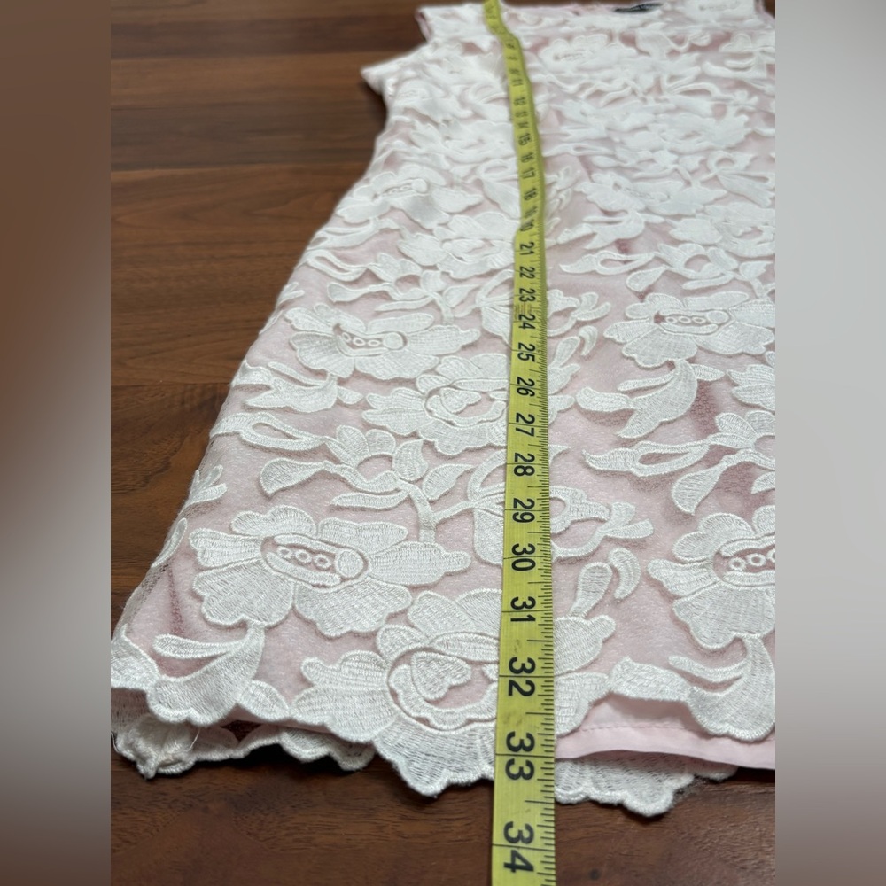 Karl Lagerfeld Baby Pink White Lace Overlay Dress - Picture 8 of 10